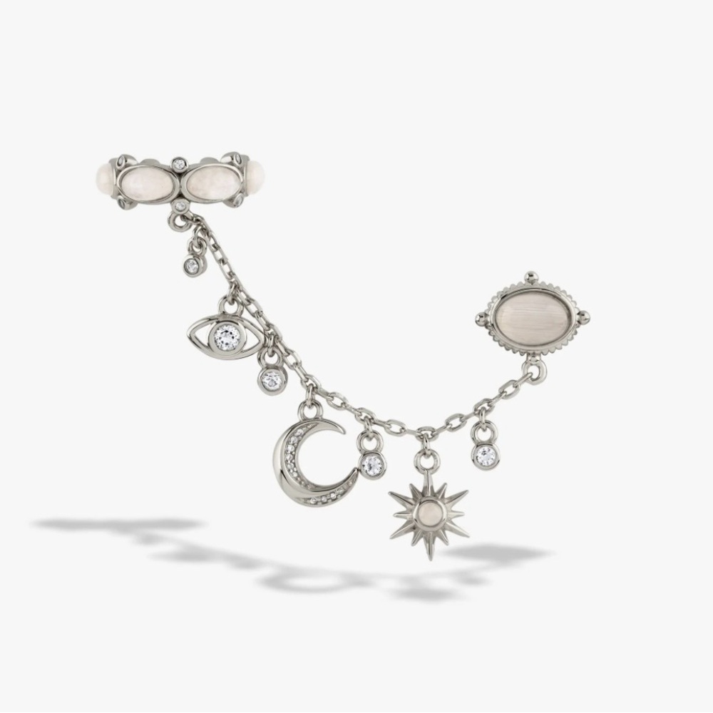 Awe Inspired Sterling silver boho mini evil eye moon sun charm ear swag earring